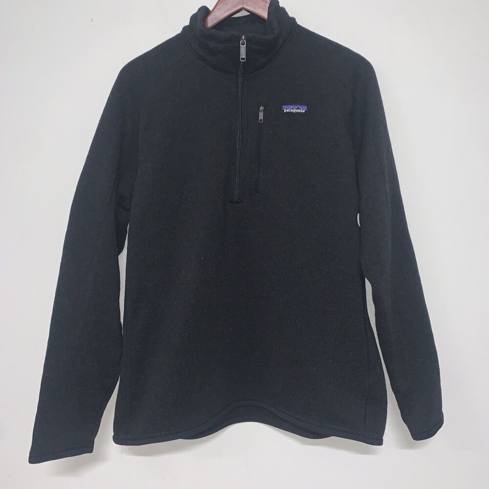 Patagonia Better Sweater 1/4 Zip Fleece Pullover Mens Large Black Hiking Camping